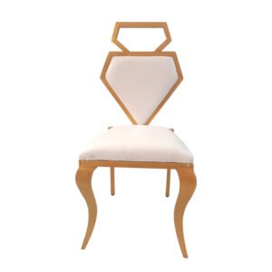 Chair for Tent & Wedding function, Banquet Hall, Marriage Hall & Other Commercial Use in Golden Polish with White Resin Seat (Model-1211)