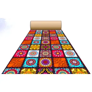 Non Woven Digital 3D & 5D Wedding Carpets, Marriage Hall, Events, Exhibitions, & other Commercial use  (Design-2424-Red) Size-5 Feet & 10 Feet, Length-45MTR
