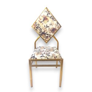 Chair for Event & Wedding function, Banquet Hall, Marriage Hall & Other Commercial Use in Golden Polish with Printed Seat (Model-1214)