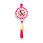 Elegant Pink & Gold Elephant Charm Door Hanging with Bell - Perfect for Haldi-Mehandi, Weddings & Festive Decor (Elephant Latkan)