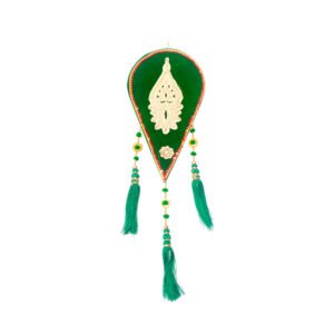 Exquisite Emerald & Gold Beaded Tassel Wall Hanging / Decorative Ornament  for Haldi-Mehandi, Weddings & Festive Decor (Latkan No-54)