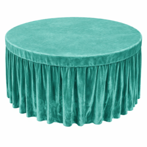 Round Velvet Table Cover with Full Skirt – C-Green use in Hotels, Banquet, Weddings, Events, Dhaba, Restaurents, etc.