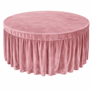Round Velvet Table Cover with Pleated Skirt (190 GSM) - DK Rosy use in Hotels, Banquet, Weddings, Events, Dhaba, Restaurents, etc.