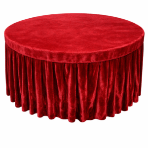 Round Velvet Table Cover with Pleated Skirt (190 GSM) - Maroon use in Hotels, Banquet, Weddings, Events, Dhaba, Restaurents, etc.