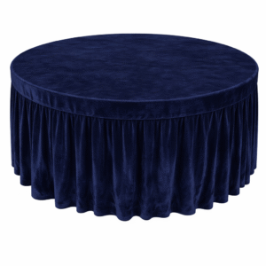 Round Velvet Table Cover with Pleated Skirt (190 GSM) – Navy Blue use in Hotels, Banquet, Weddings, Events, Dhaba, Restaurents, etc.