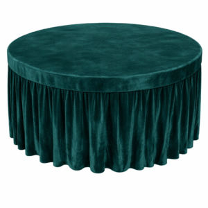 Round Velvet Table Cover with Pleated Skirt (190 GSM) – Rama Green use in Hotels, Banquet, Weddings, Events, Dhaba, Restaurents, etc.