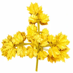 Premium Artificial Yellow Maple Leaf | Decoration Leaf Stick for Wedding, Event & Mandap Setup