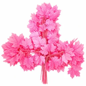 Premium Artificial Pink Maple Leaf | Decoration Leaf Stick for Wedding, Event & Mandap Setup