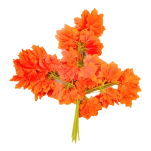 Premium Artificial Orange Maple Leaf | Decoration Leaf Stick for Wedding, Event & Mandap Setup