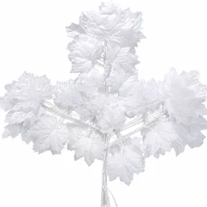 Premium Artificial White Maple Leaf | Decoration Leaf Stick for Wedding, Event & Mandap Setup